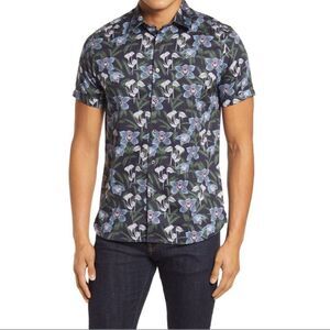 Ted Baker London Orchid Print Loaves Short Sleeve Shirt NWT
